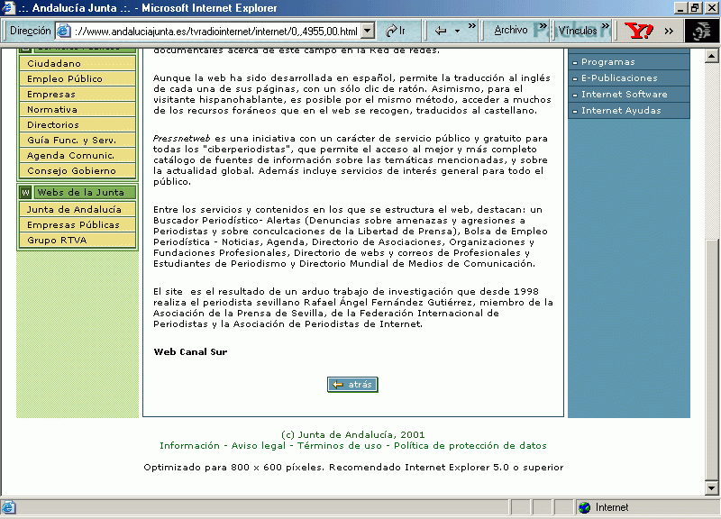 Andaluca Junta (17-01-2002) B / Pulse Aqu para Visitar su Web