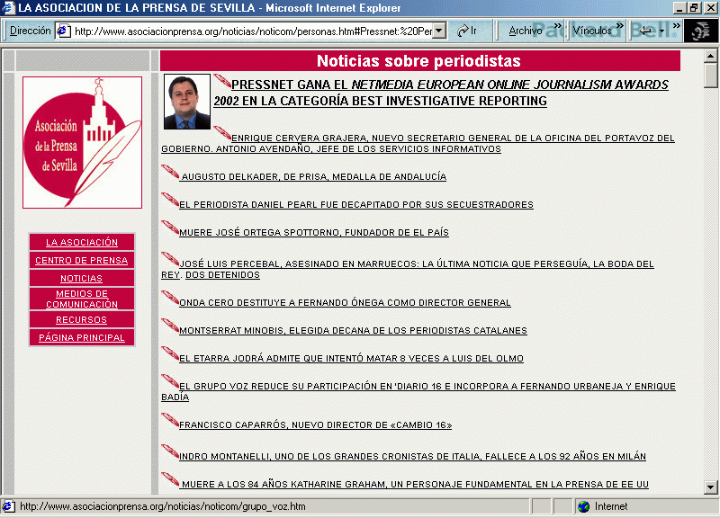 Asociacin de la Prensa de Sevilla (A) (12 de Julio de 2002) / Pulse Aqu para Visitar su Web