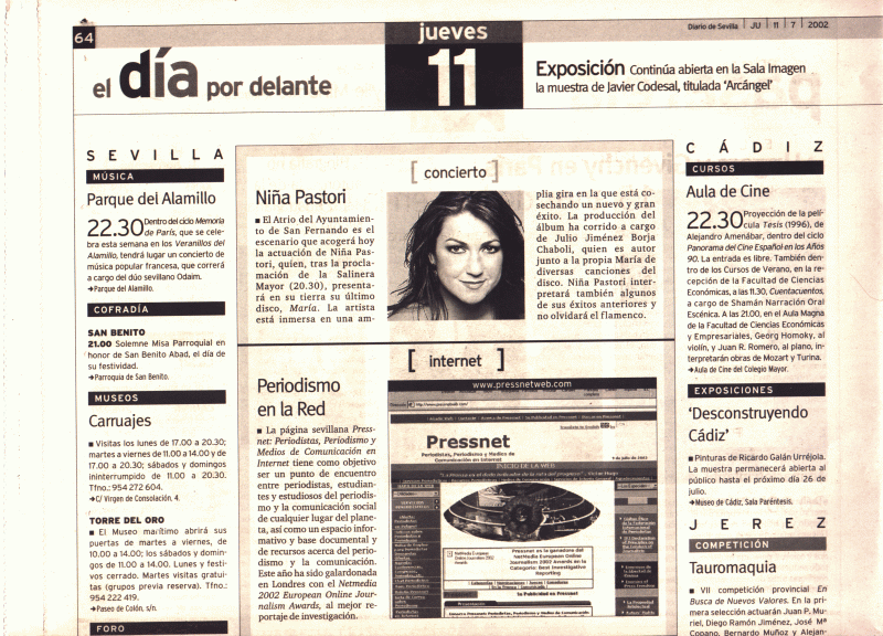 Diario de Sevilla (11 de Julio de 2002) / Pulse Aquí para Visitar su Web