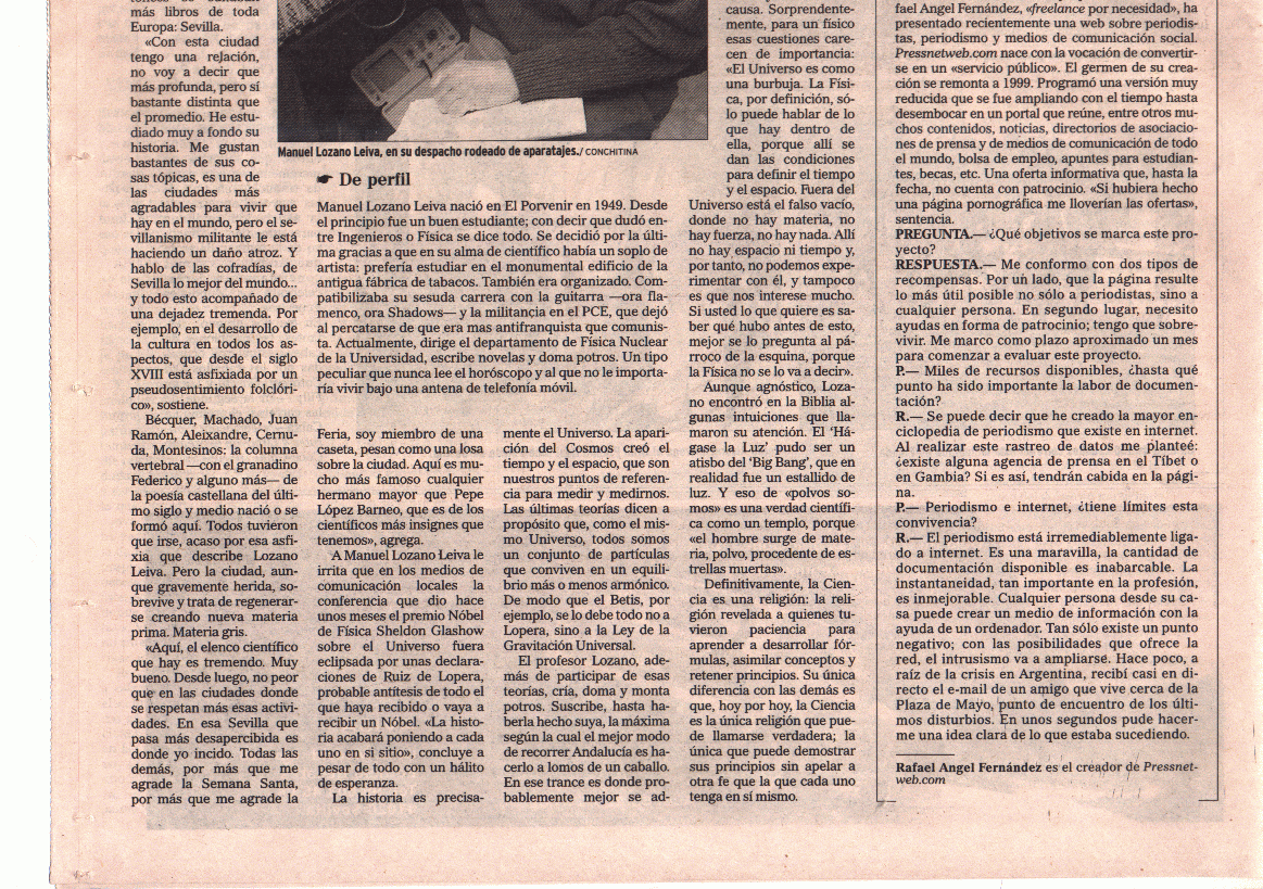 El Mundo. Edic. Andaluca (21-01-2002) A / Pulse Aqu para Visitar su Web