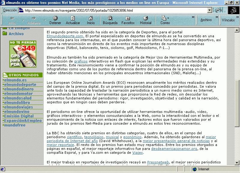 Navegante de El Mundo (B) (5 de Julio de 2002) / Pulse Aqu para Visitar su Web