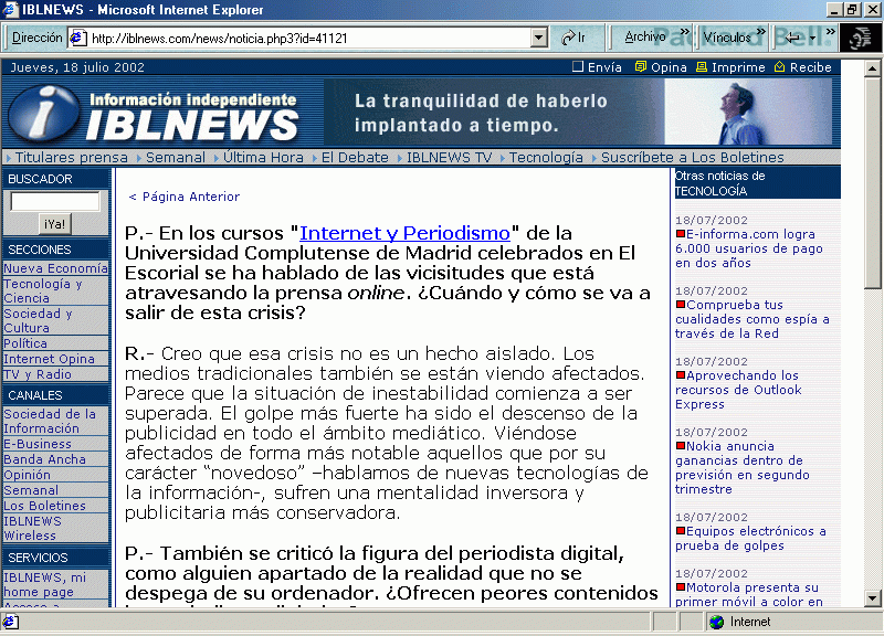 IBLNews (E) (17 de Julio de 2002) / Pulse Aqu para Visitar su Web