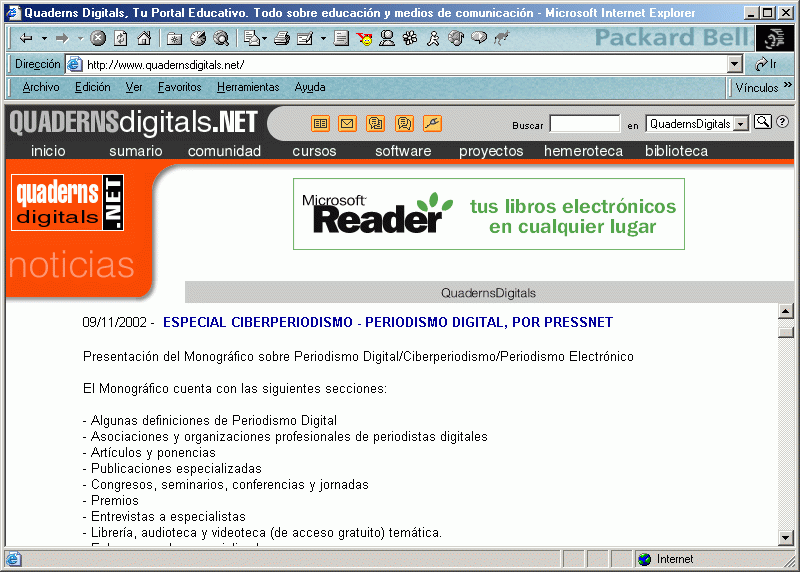 Quaderns Ditals (A) (9 de Noviembre de 2002) / Pulse Aquí para Visitar su Web