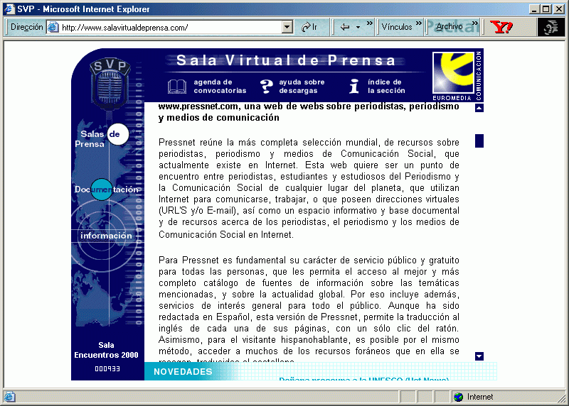 Sala Virtual de Prensa (21-01-2002) A / Pulse Aqu para Visitar su Web
