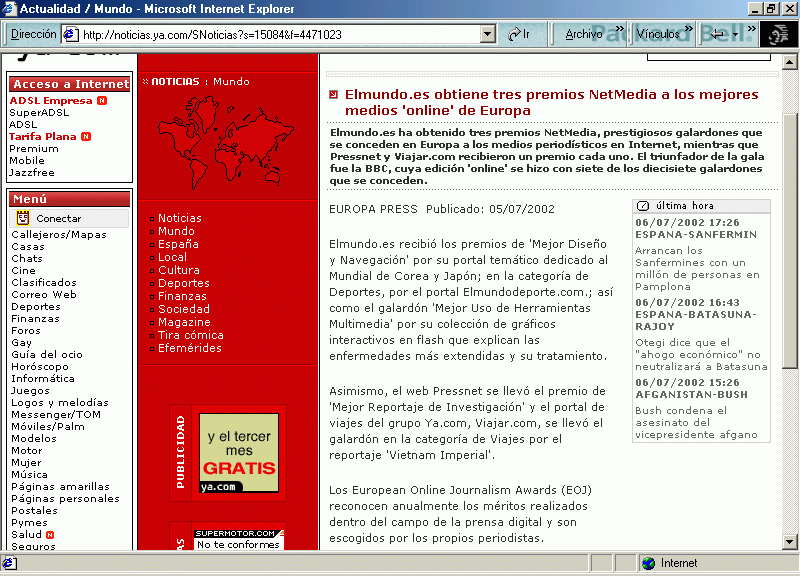 Ya.com Noticias (B) (5 de Julio de 2002) / Pulse Aqu para Visitar su Web