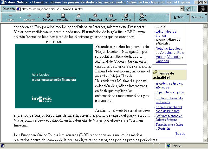 Yahoo! Noticias - Europa Press (B) (5 de Julio de 2002) / Pulse Aqu para Visitar su Web (Europa Press)