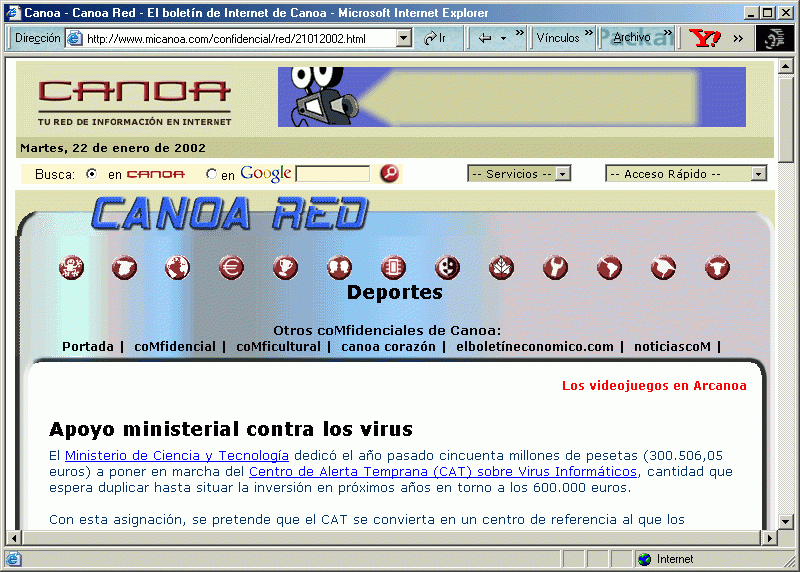 Canoa (21-01-2002) A / Pulse Aqu para Visitar su Web
