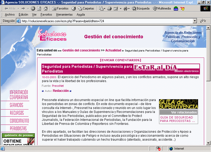 Agencia Soluciones Eficaces (A) (10-03-2003) / Pulse Aqu para Visitar su Web
