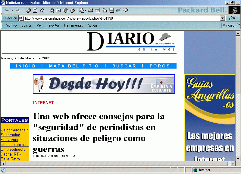 Diario de Mlaga (A) (18-03-2003) / Pulse Aqu para Visitar su Web