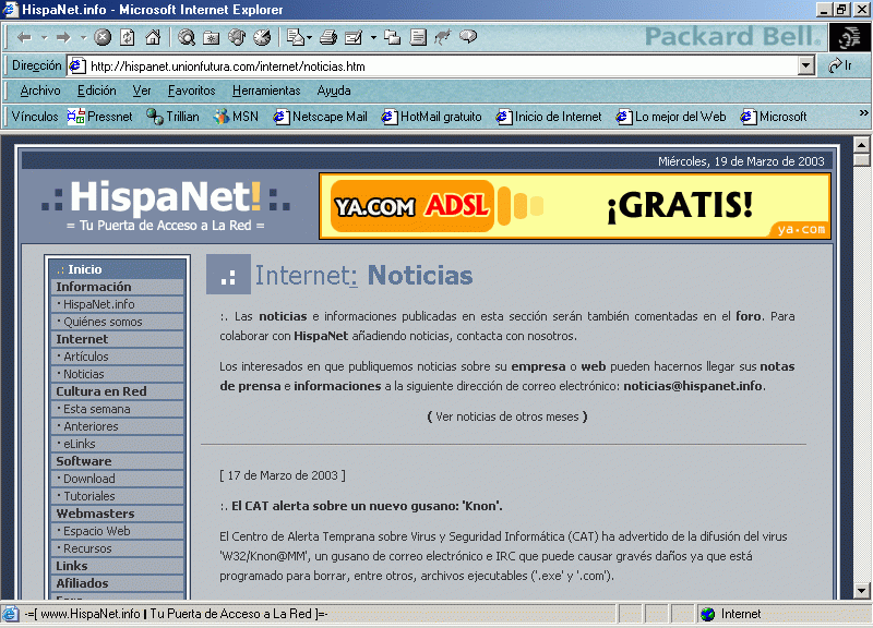 HispaNet (A) (17-03-2003) / Pulse Aqu para Visitar su Web