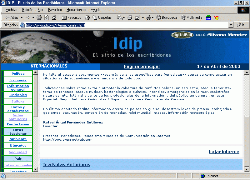 Instituto de Investigaciones Periodsticas (IDIP) (B) (10-03-2003) / Pulse Aqu para Visitar su Web