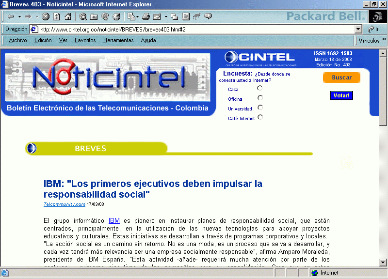 NotiCintel (A) (17-03-2003) / Pulse Aquí para Visitar su Web