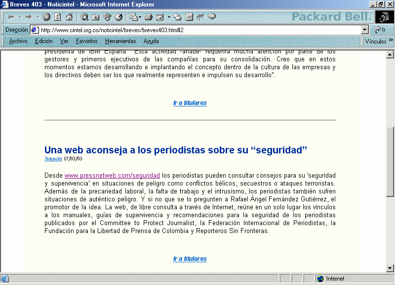 NotiCintel (B) (17-03-2003) / Pulse Aquí para Visitar su Web