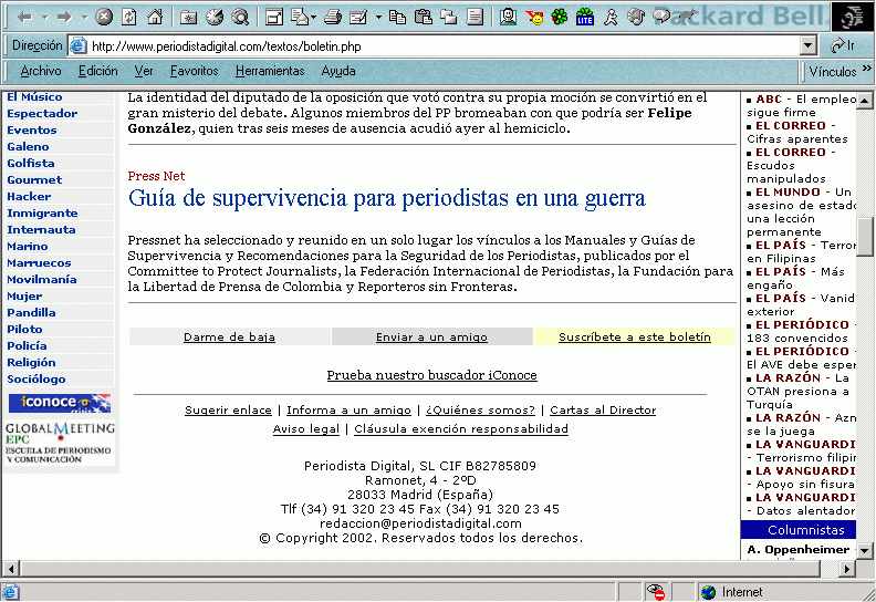 Periodista Digital (05-03-2003) / Pulse Aqu para Visitar su Web