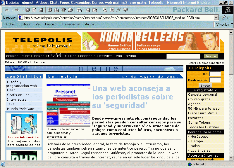 Telepolis (A) (17-03-2003) / Pulse Aqu para Visitar su Web