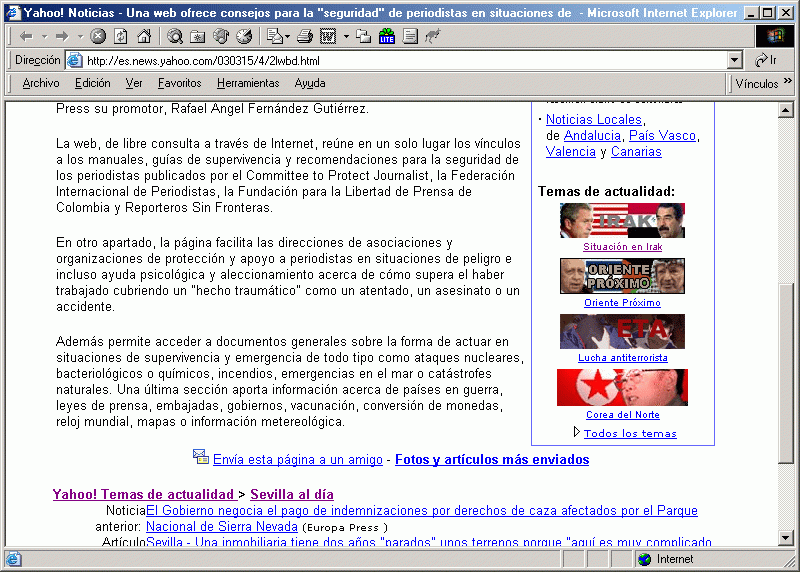 Yahoo!-Europa Press (B) (15-03-2003) / Pulse Aqu para Visitar su Web (La de Europa Press)