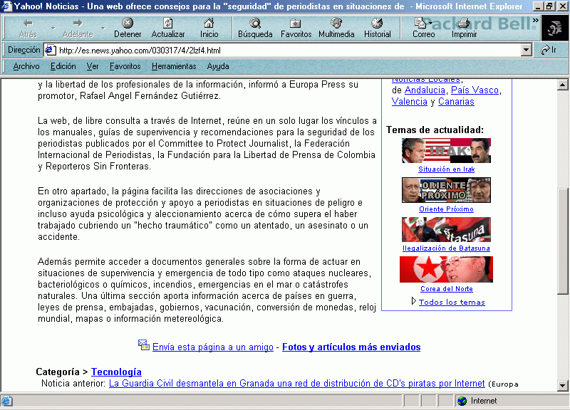 Yahoo!-Europa Press (B) (17-03-2003) / Pulse Aqu para Visitar su Web (La de Europa Press)