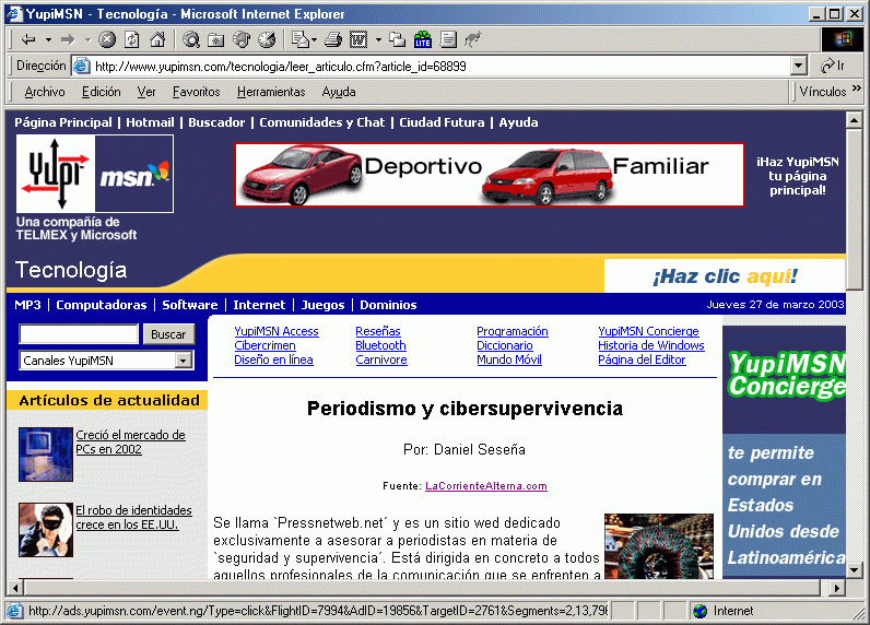Yupi MSN (A) (20-03-2003) / Pulse Aquí para Visitar su Web