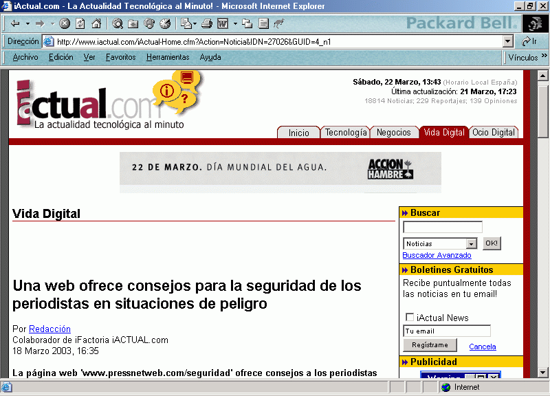 iActual (A) (18-03-2003) / Pulse Aqu para Visitar su Web