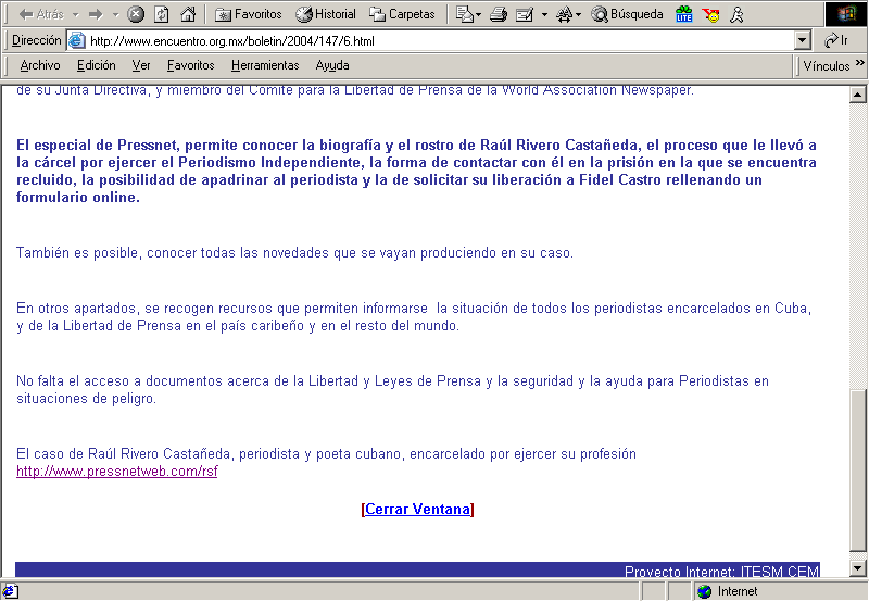 Boletn Encuentro (C) (26-01-2004) / Pulse Aqu para Visitar su Web