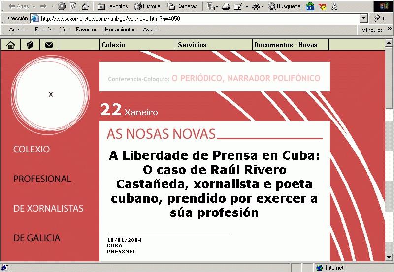 Colexio Xornalistas: As Nosas Novas (A) (19-01-2004)&nbsp;/ Pulse Aqu� para Visitar su Web