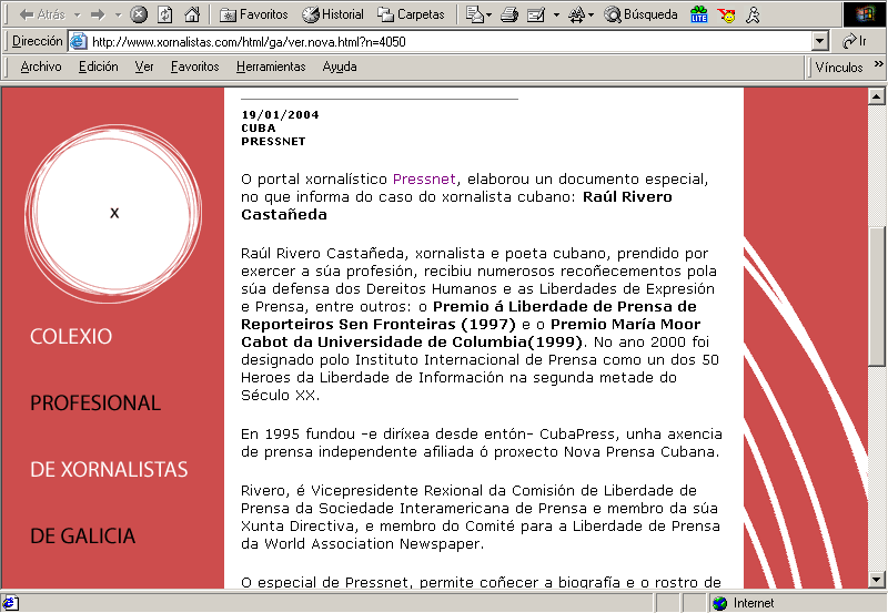 Colexio Xornalistas: As Nosas Novas (B) (19-01-2004)&nbsp;/ Pulse Aqu� para Visitar su Web