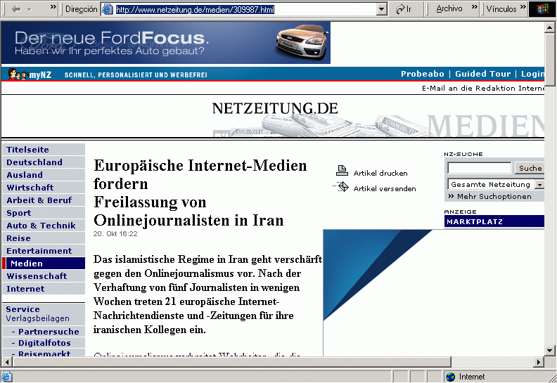 Netzeitung (20-10-2004) A / Pulse Aqu para Visitar su Web