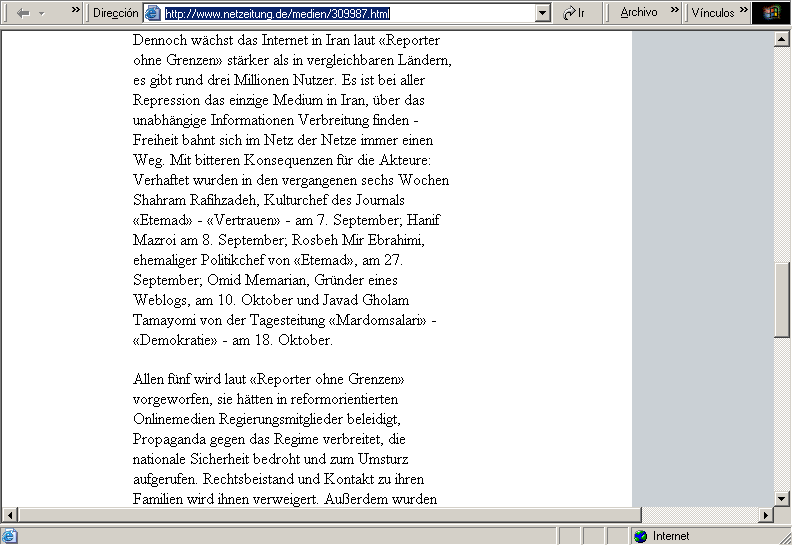 Netzeitung (20-10-2004) E / Pulse Aqu para Visitar su Web