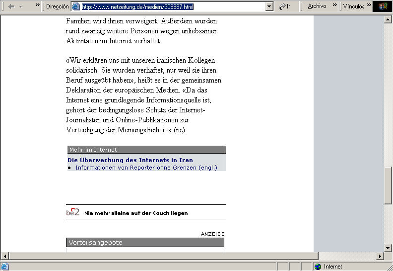 Netzeitung (20-10-2004) E / Pulse Aqu para Visitar su Web