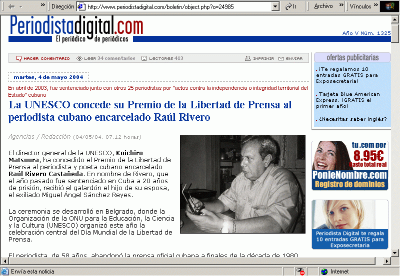 Periodista Digital (04-05-2004) A / Pulse Aqu para Visitar su Web