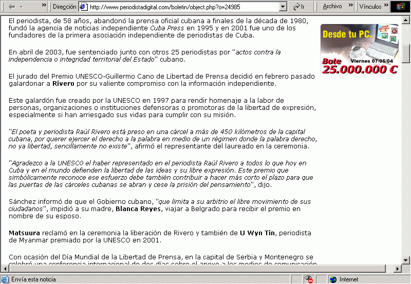 Periodista Digital (04-05-2004) B / Pulse Aqu para Visitar su Web
