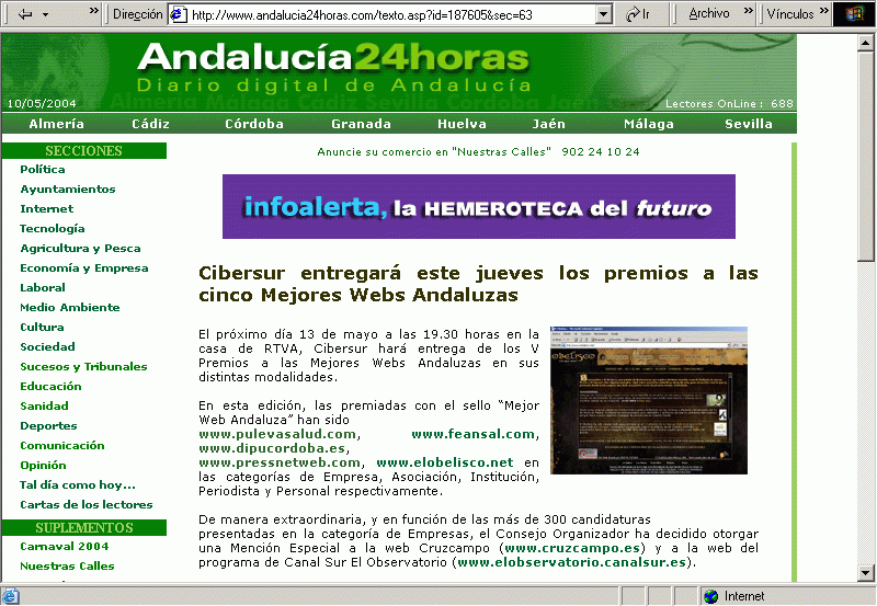 Andalucía 24 Horas (10-05-2004) A / Pulse Aquí para Visitar su Web