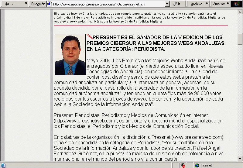 Asociación de la Prensa de Sevilla (APS) (20-05-2004) (C) / Pulse Aquí para Visitar su Web