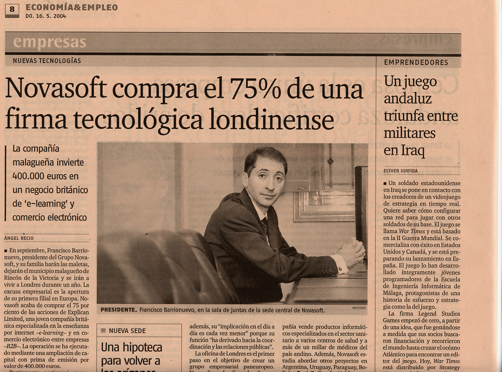 Diario de Sevilla / Suplemento Economa & Empleo (16-05-2004) (A) / Pulse Aqu para Visitar su Web
