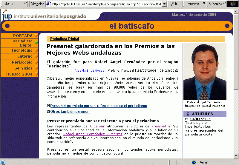 El Batiscafo (28-05-2004) Noticia (A) / Pulse Aqu para Visitar su Web