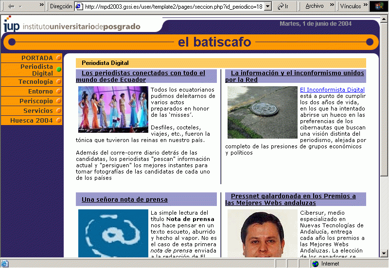 El Batiscafo (28-05-2004) Portada (A) / Pulse Aqu para Visitar su Web