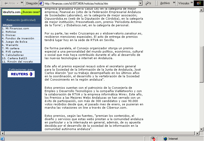 Finanzas com (13-05-2004) B / Pulse Aqu para Visitar su Web