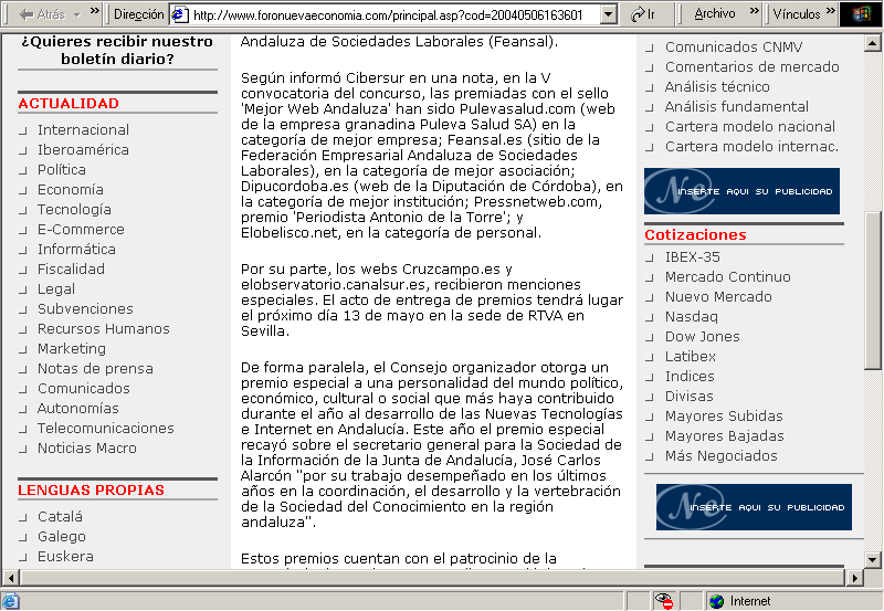 Foro Nueva Economa (06-05-2004) B / Pulse Aqu para Visitar su Web
