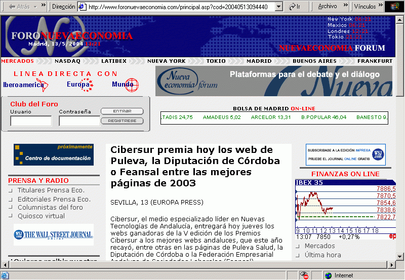 Foro Nueva Economa (13-05-2004) A / Pulse Aqu para Visitar su Web