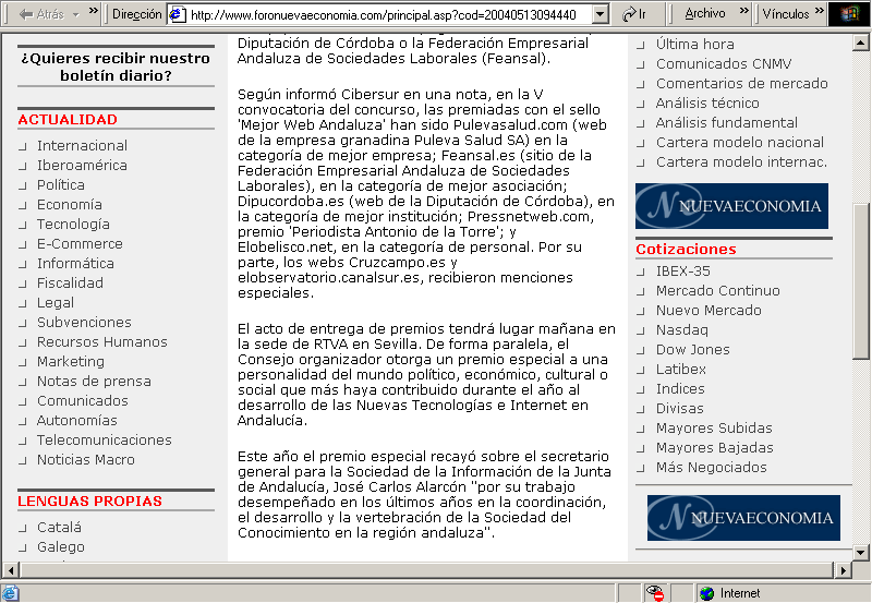 Foro Nueva Economa (13-05-2004) B / Pulse Aqu para Visitar su Web