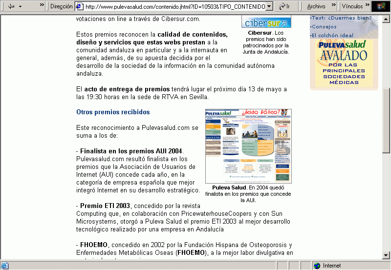 Puleva Salud (06-05-2004) B / Pulse Aqu para Visitar su Web