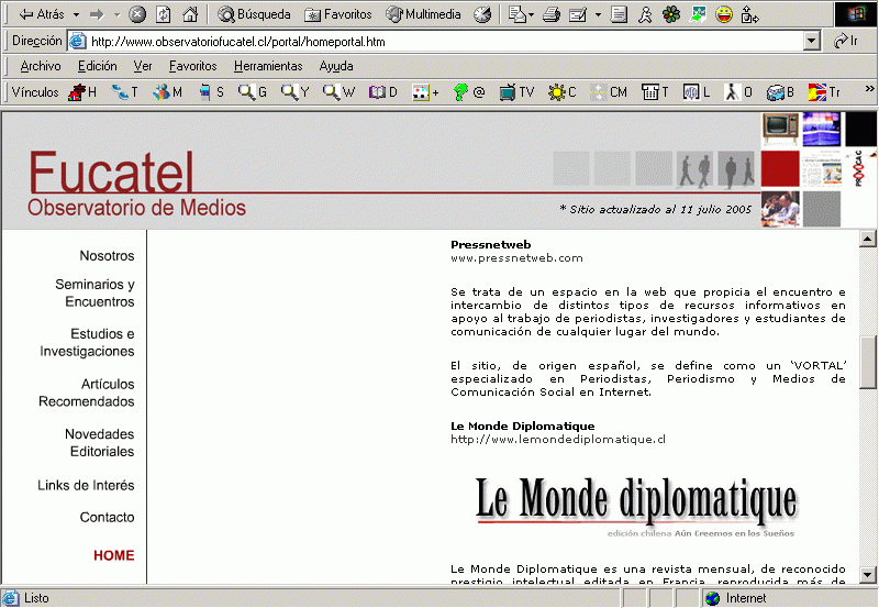 Fucatel Observatorio de Medios (11-07-2005) / Pulse Aqu para Visitar su Web