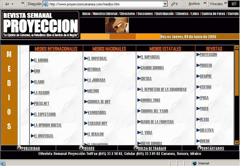 Revista Semanal Proyeccin (09-06-2005) / Pulse Aqu para Visitar su Web