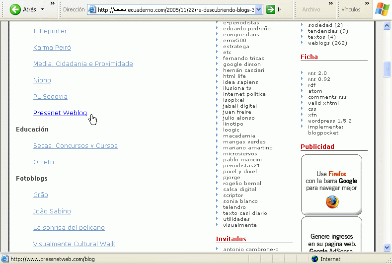 eCuaderno (22-11-2005) (C) / Pulse Aqu para Visitar su Web